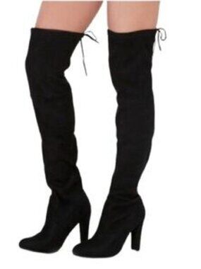 Steve Madden Over The Knee Black Faux Suede Boots